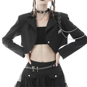 NWT Dark in Love Women's Black‎ Devil Magic Sexy Crop Jacket Punk Biker Gothic M
